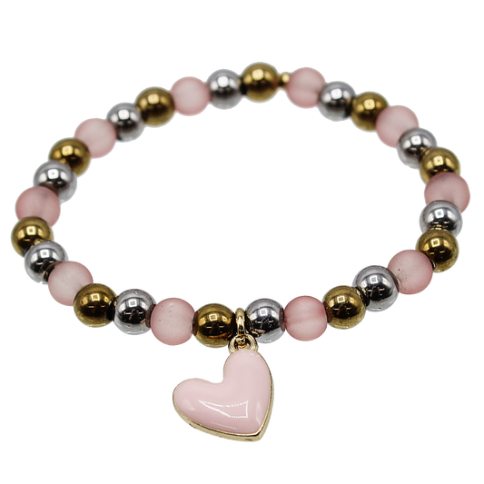 Frosted Glass Heart Bracelet