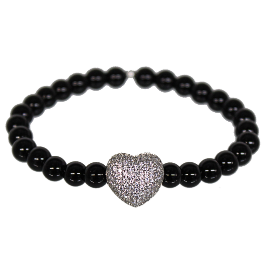 CZ Heart Beaded Bracelet
