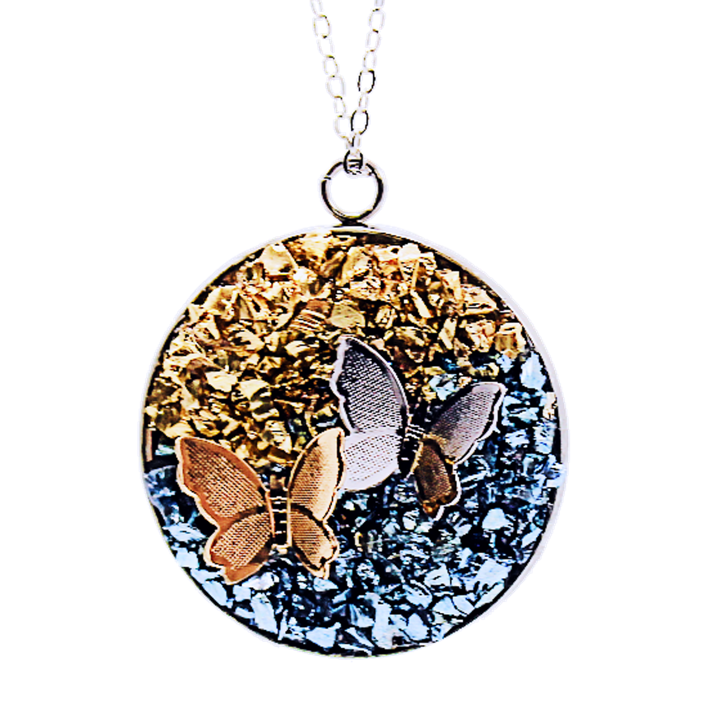 Crushed Glass Butterfly Necklace