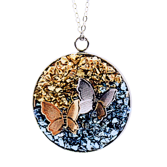 Crushed Glass Butterfly Necklace