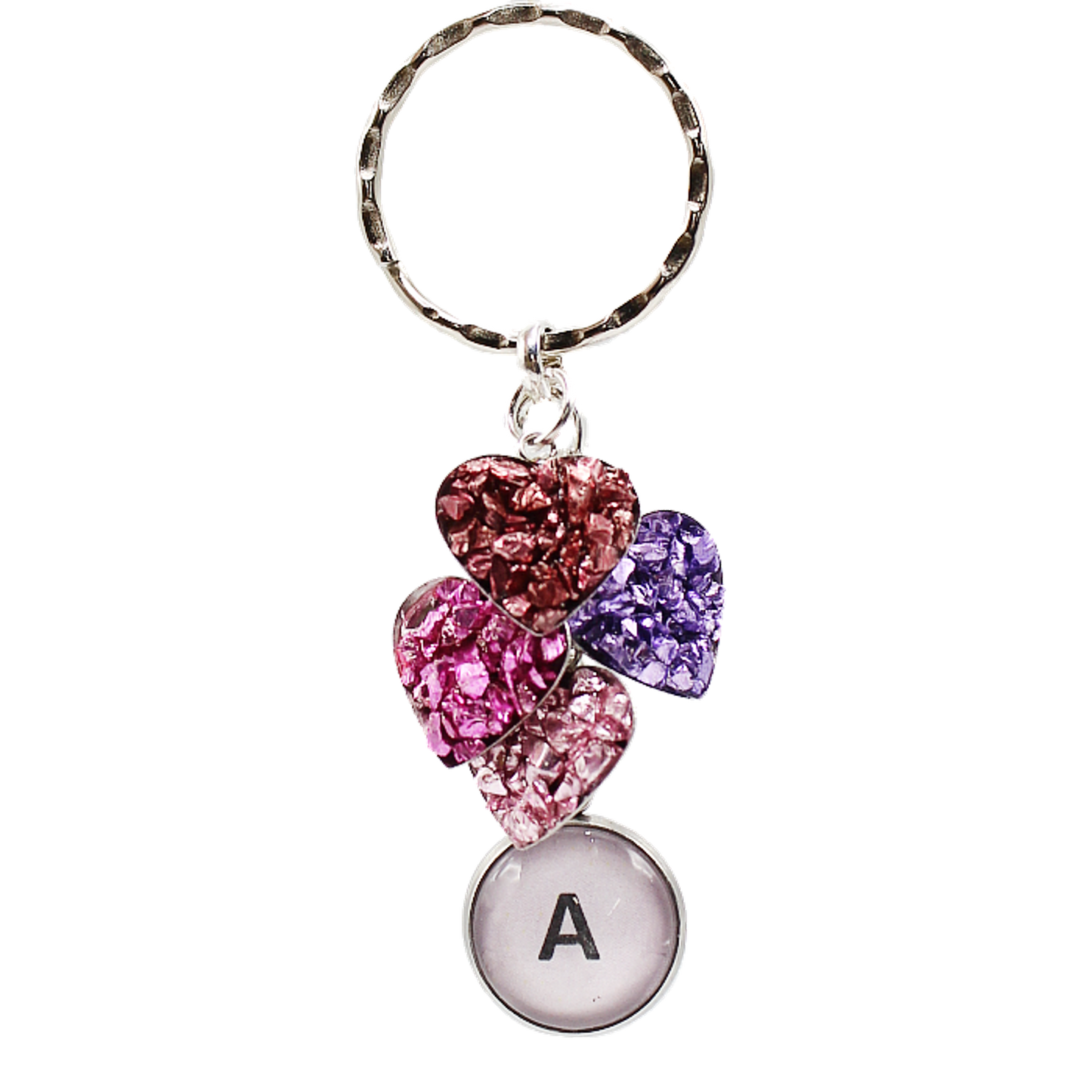 Crushed Glass Heart Keychain