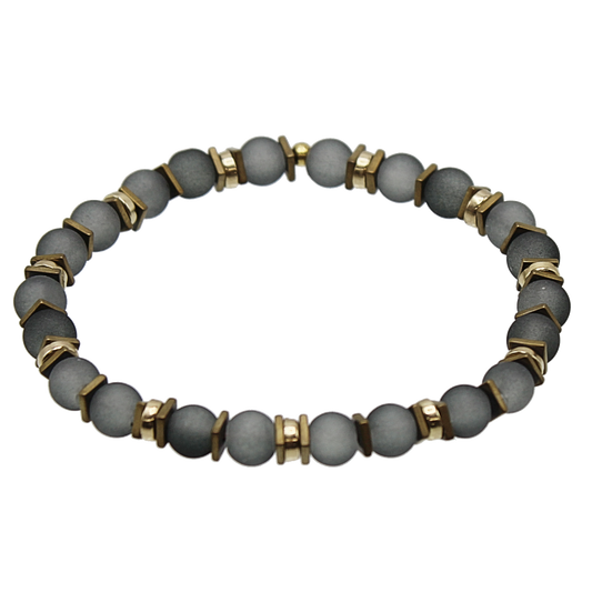 Frosted Glass Mixed Metal Bracelet