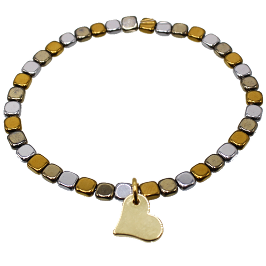 Mixed Metal Heart Bracelet