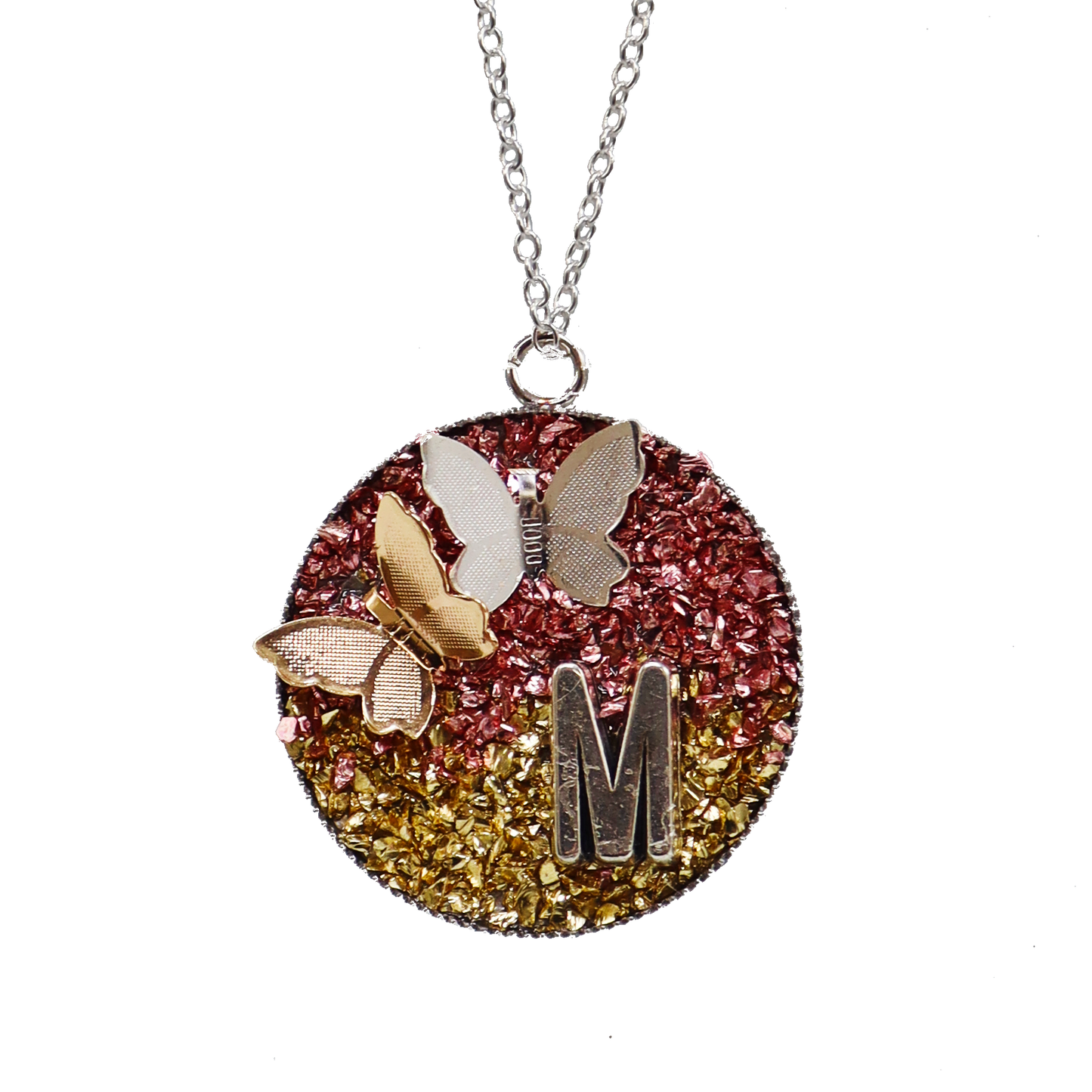 Crushed Glass Butterfly Necklace