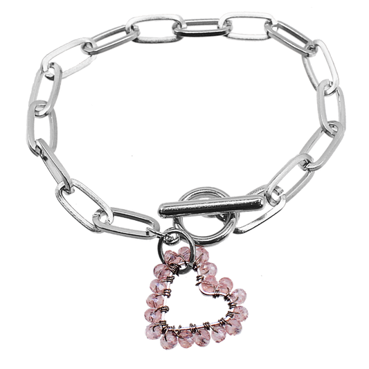Silver Paperclip Beaded Heart