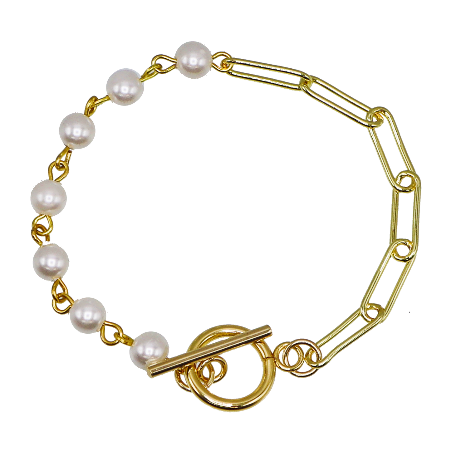 Half Pearl Paperclip Bracelet