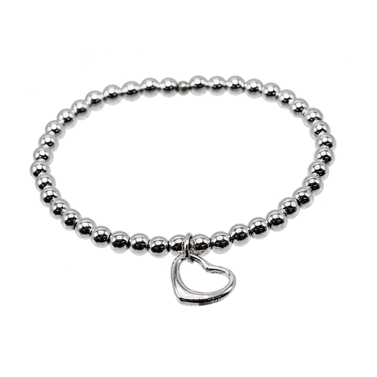 Silver Beaded Heart