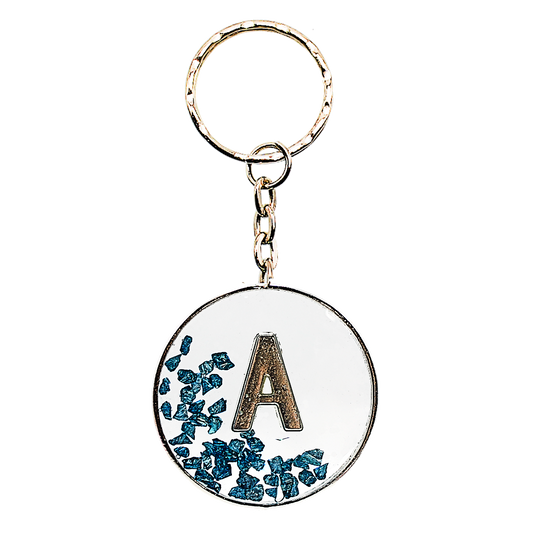 Crushed Glass Monogram Keychain