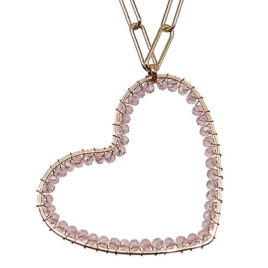 Paperclip Beaded Heart Necklace