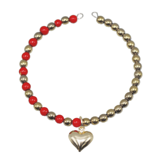 Red and Gold Beaded Bangle
