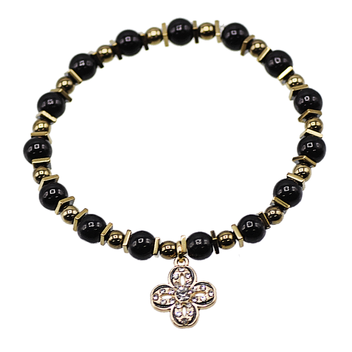 Black and Gold Clover Bracelet