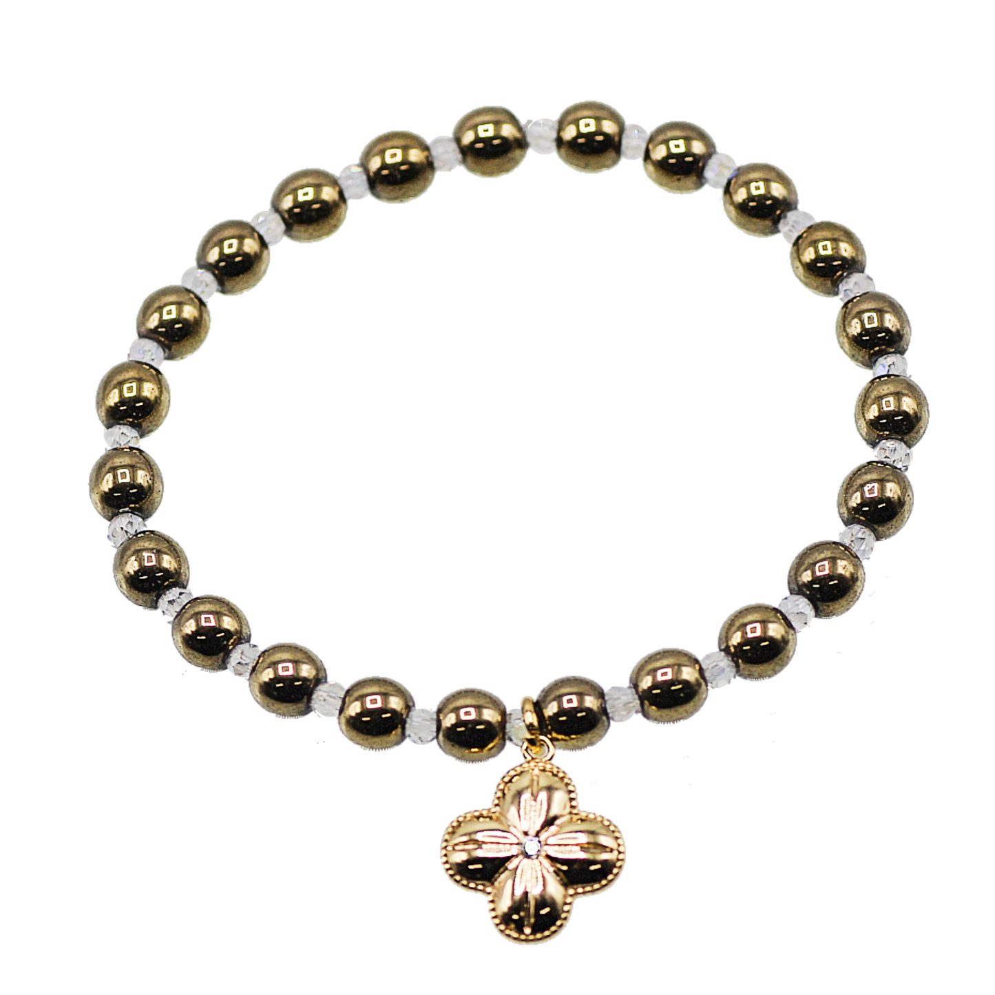 Gold Clover Crystal Bracelet
