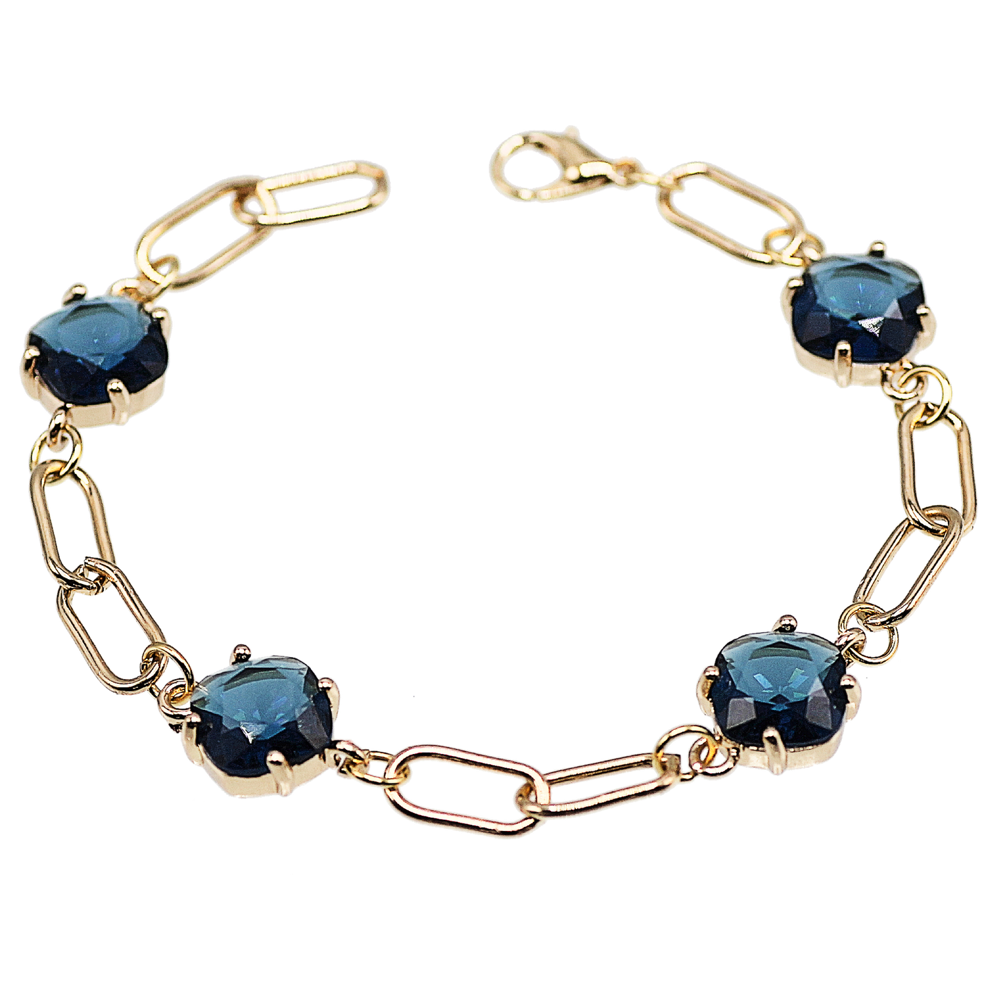 Navy Stone Paperclip Bracelet